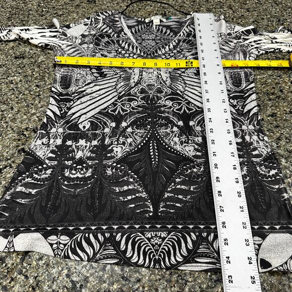 Unity World Wear Boho Tunic Top Women Size M Gray Bling Fairy Grunge Y2K - Picture 6 of 8